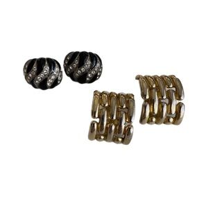 Vintage Givenchy Weave Clip On Earrings Kenneth Lane Shrimp 2 Pairs Gold Silver
